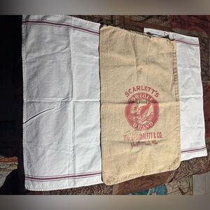 Antique Scarlett’s Oriole Brand Burlap Feed-sack Baltimore 2 Vintage Towels